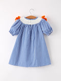 Fall Thanksgiving & Halloween Truck Smock Embroidery Baby Girl Dress - 2