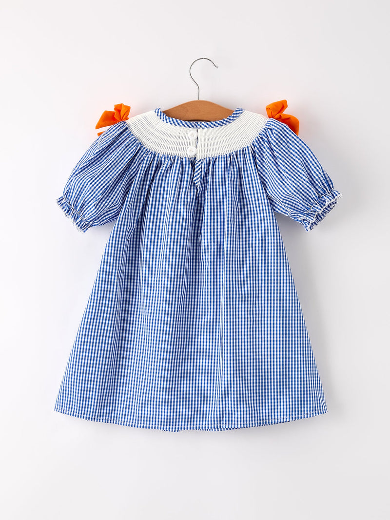 Fall Thanksgiving & Halloween Truck Smock Embroidery Baby Girl Dress - 2
