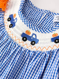 Fall Thanksgiving & Halloween Truck Smock Embroidery Baby Girl Dress - 3