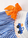 Fall Thanksgiving & Halloween Truck Smock Embroidery Baby Girl Dress - 4