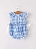 Fall Thanksgiving& Halloween Blue Pumpkin Smock Embroidery Baby Girl Romper - 7