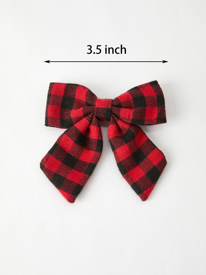 Winter Christmas Plaid Bow Hair Clip - 2