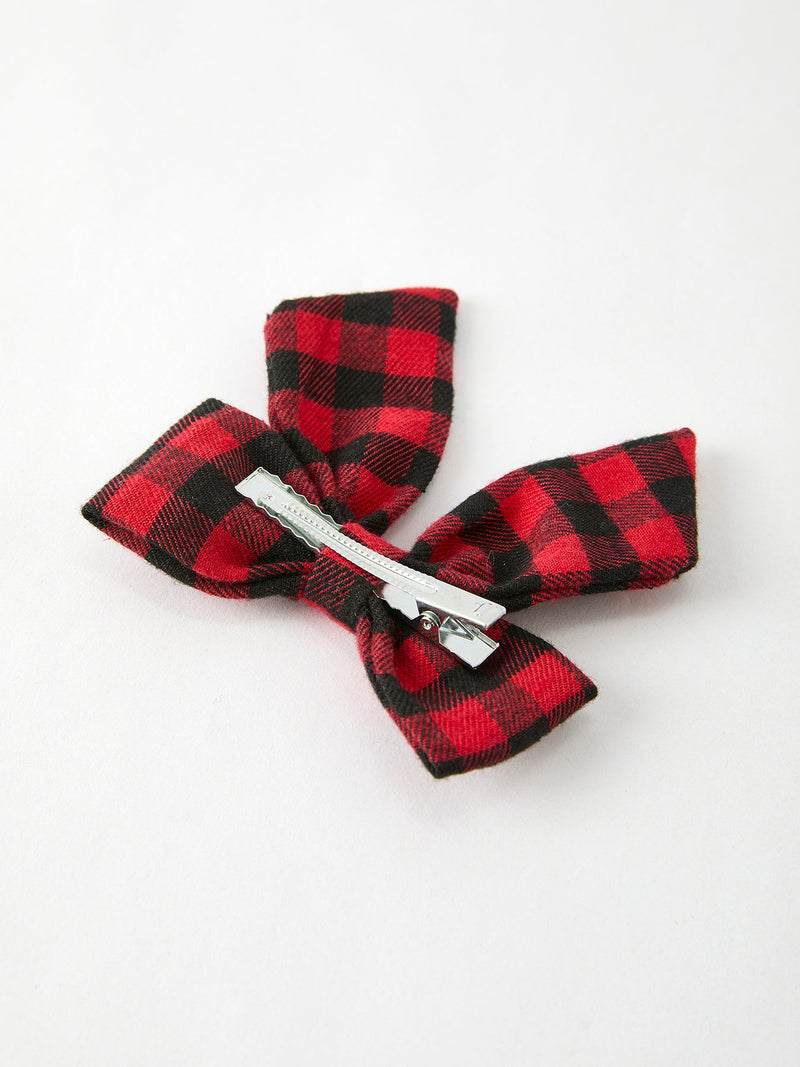 Winter Christmas Plaid Bow Hair Clip - 5