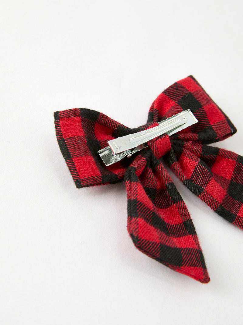 Winter Christmas Plaid Bow Hair Clip - 6