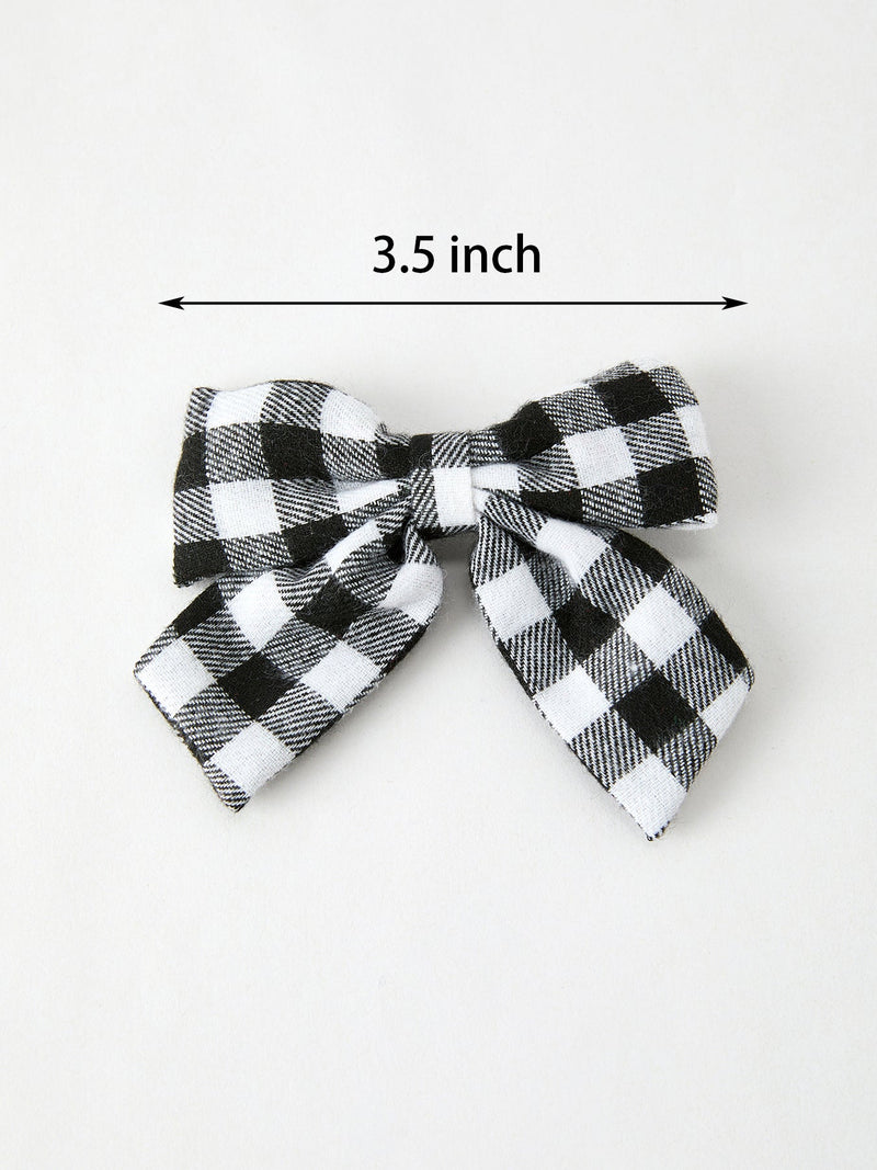 Winter Christmas Plaid Bow Hair Clip - 7