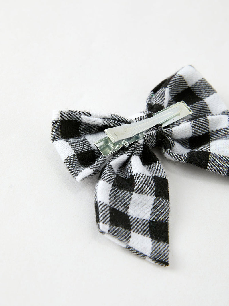 Winter Christmas Plaid Bow Hair Clip - 11