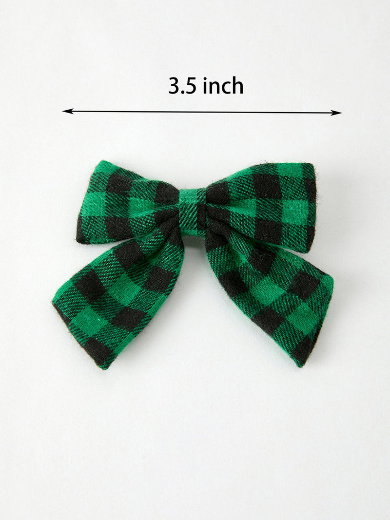 Winter Christmas Plaid Bow Hair Clip - 12