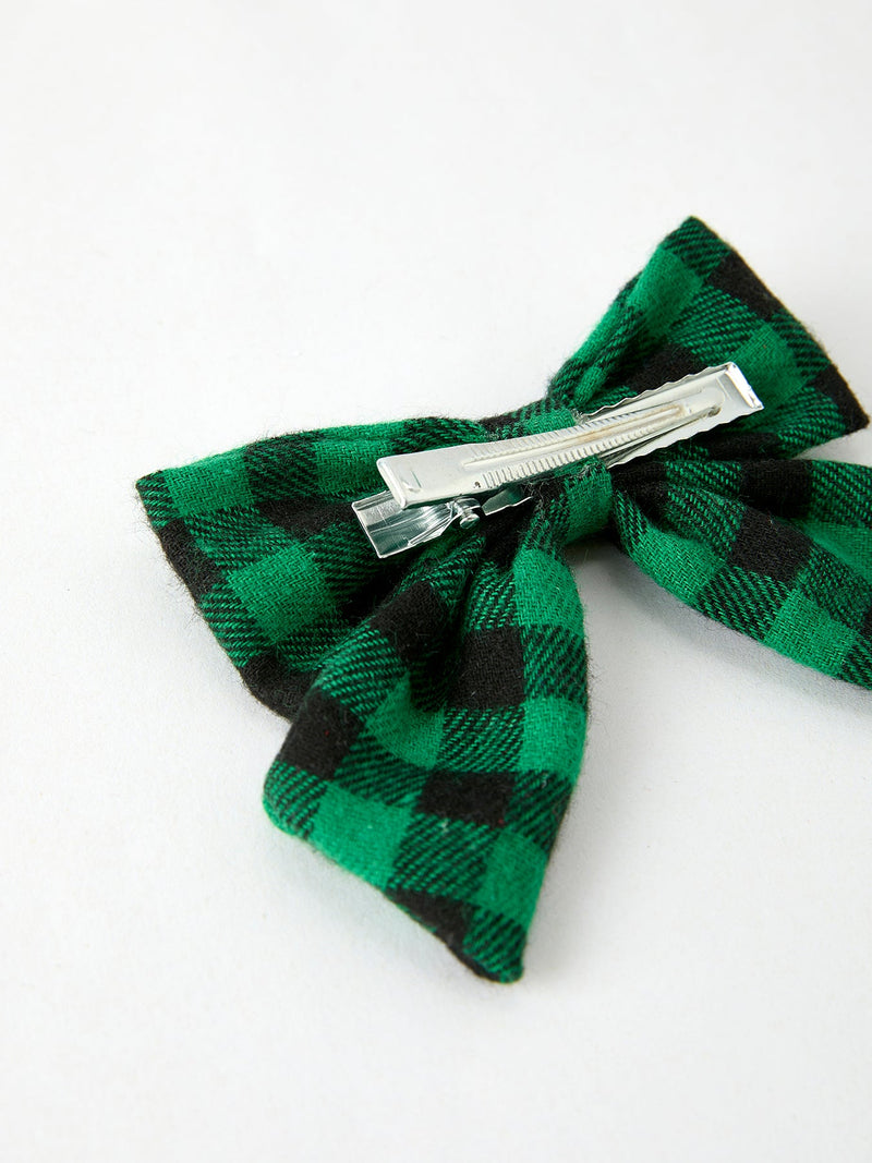 Winter Christmas Plaid Bow Hair Clip - 16