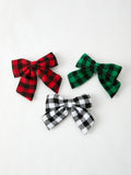 Winter Christmas Plaid Bow Hair Clip - 1