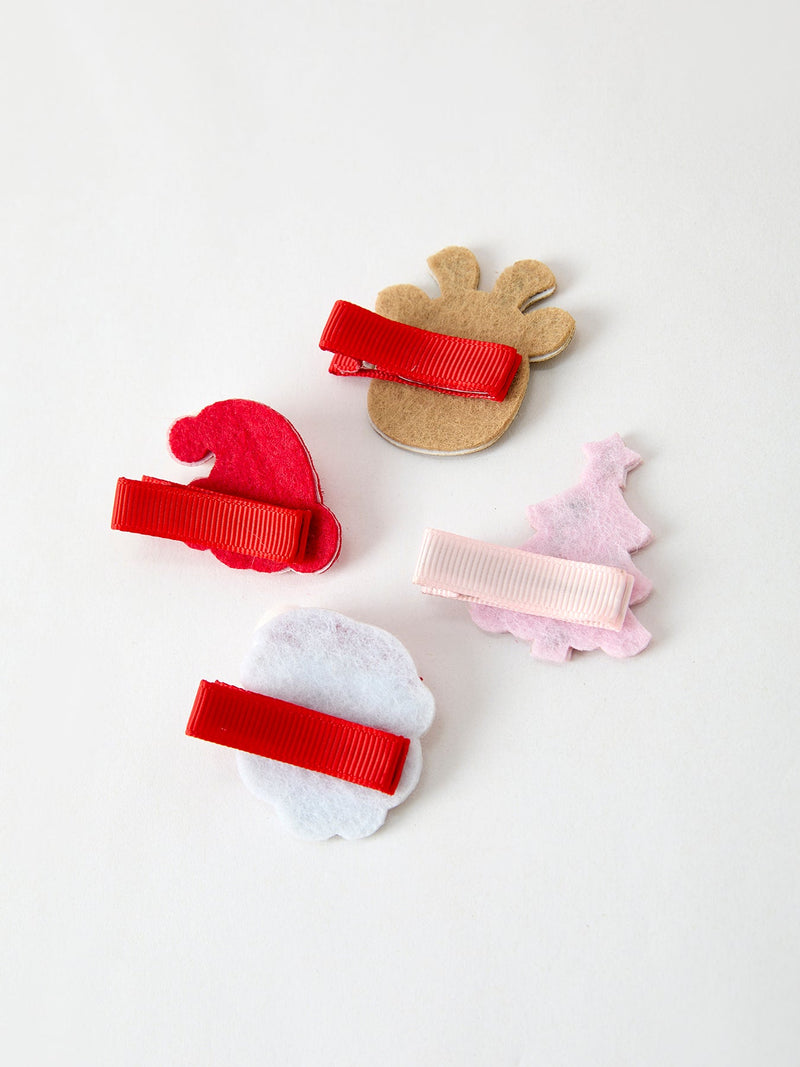 Winter Christmas Girls Hair Clips 1.8 Inch - 4