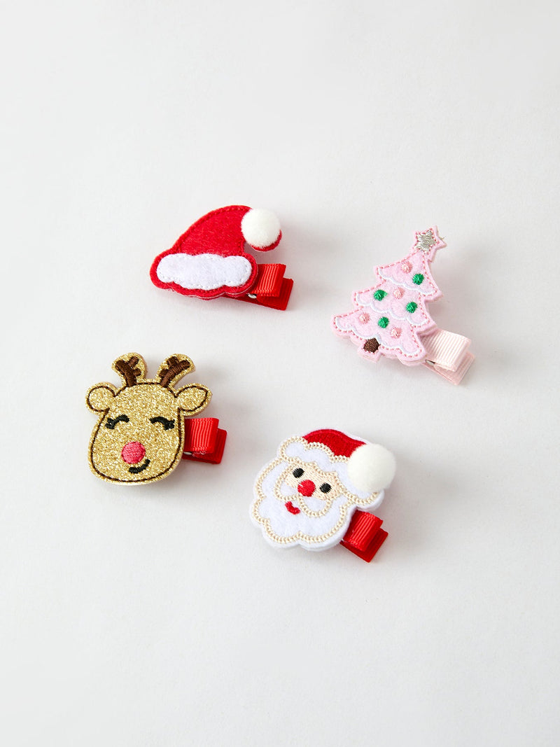 Winter Christmas Girls Hair Clips 1.8 Inch - 1