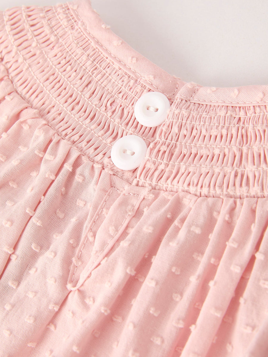 Autumn Halloween Light Pink Ghost Embroidery Smock Floral Girls Romper