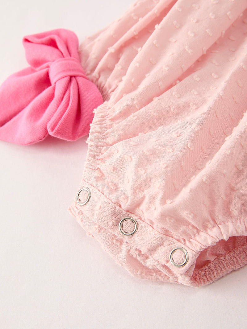 Autumn Halloween Light Pink Ghost Embroidery Smock Floral Girls Romper - 5