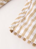 Fall Thanksgiving Apricot Plaid Chick Embroidery Smocking Baby Boys Romper - 5