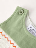 Fall Thanksgiving Chicken Smock Embroidered Green Boys Romper - 3