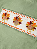 Fall Thanksgiving Chicken Smock Embroidered Green Plaid Boys 'Set - 5
