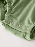Fall Thanksgiving Chicken Smock Embroidered Green  Baby Girl Romper - 4