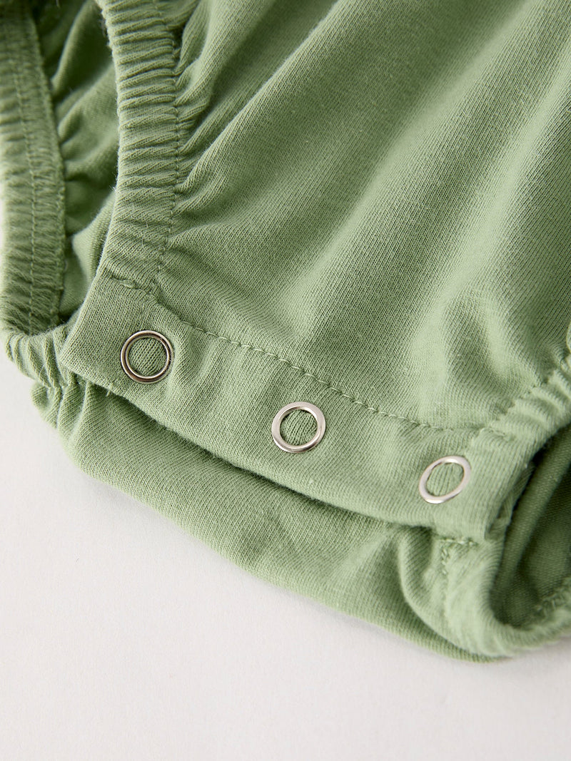 Fall Thanksgiving Chicken Smock Embroidered Green  Baby Girl Romper - 4
