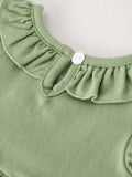 Fall Thanksgiving Chicken Smock Embroidered Green  Baby Girl Romper - 5