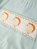 Fall Thanksgiving Plaid Chick Embroidery Smocking Boys Set - 7