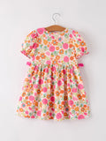 Autumn Thanksgiving Pumpkin Embroidery Smock Floral Girls Dress - 2