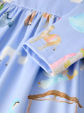 Winter Christmas Nativity Print Girls Long Sleeve Dress - 4