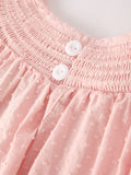 Autumn Halloween Light Pink Ghost Embroidery Smock Girl Dress - 5