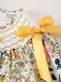 Fall  Embroidery Smocking Bow Floral Leaf Baby Girls Dress - 11