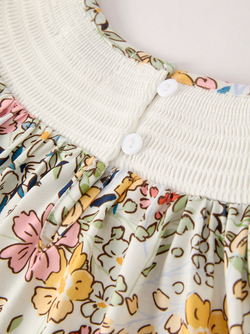 Fall  Embroidery Smocking Bow Floral Leaf Baby Girls Dress - 10