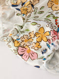 Fall  Embroidery Smocking Bow Floral Leaf Baby Girls Romper - 10