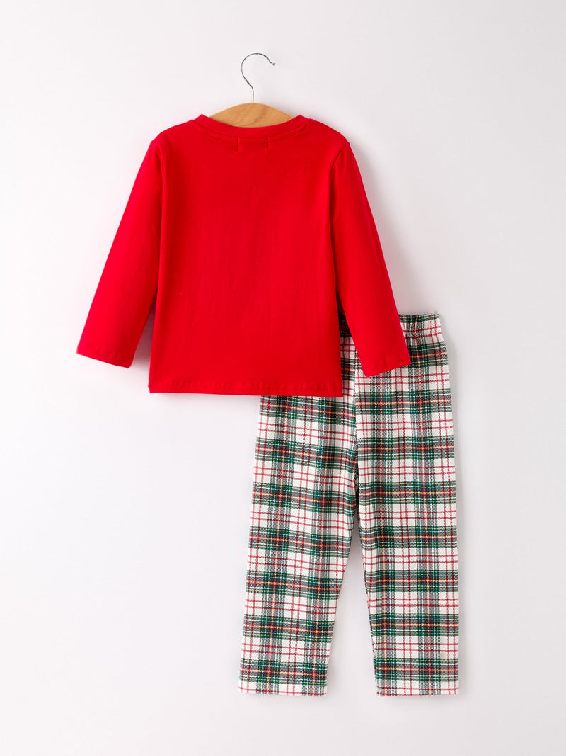 Christmas Plaid Smocking Embroidered Boys Set - 7