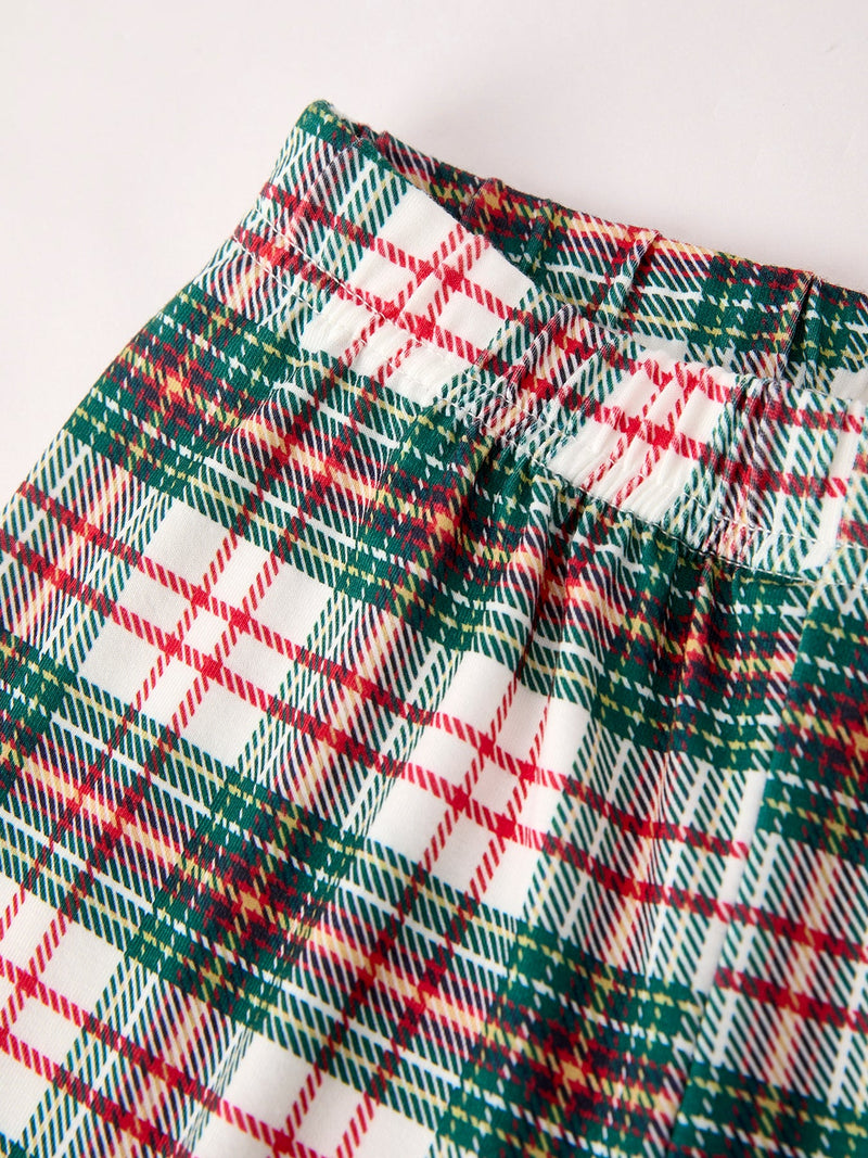 Christmas Plaid Smocking Embroidered Boys Set - 8