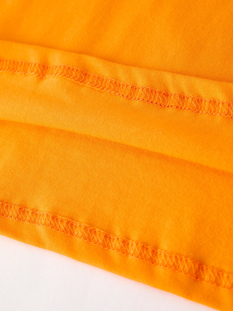 Fall Halloween Orange Embroidery Smocking Boys Set - 5