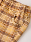 Autumn Thanksgiving Halloween Yellow and Brown Plaid Girls Jeans - 3