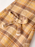 Autumn Thanksgiving Halloween Yellow and Brown Plaid Girls Jeans - 4