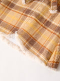 Autumn Thanksgiving Halloween Yellow and Brown Plaid Girls Jeans - 5