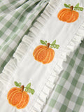 Fall Halloween & Thanksgiving Applique Plaid Girls Bloomers Romper Set - 9