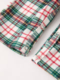 Christmas Jonjon Plaid Smocking Embroidered Boys Romper - 10
