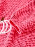 Fall Girls Thanksgiving Halloween Pumpkin Pink Pullover Sweater - 5