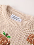 Thanksgiving Pumpkin Sequin Sweater – Beige, Perfect for Fall - 3