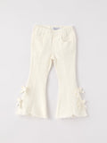 Charming White Denim Pants with Cute Bows - 1
