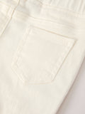 Charming White Denim Pants with Cute Bows - 5