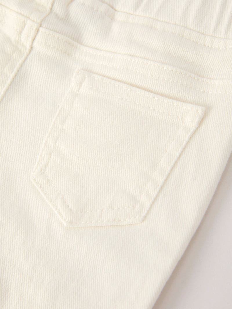 Charming White Denim Pants with Cute Bows - 5