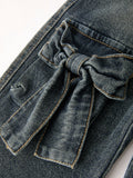 Girls Bow Stretch Wide-Leg Jeans - 3