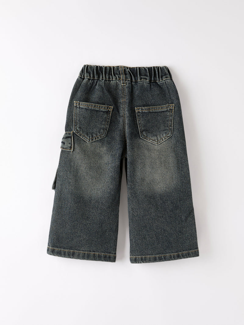 Girls Bow Stretch Wide-Leg Jeans - 5