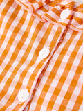 Fall Turkey Embroidered Dress for Girls – Orange Checkered with Thanksgiving Details - 5