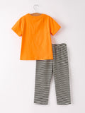 Halloween Striped Boy Set with Cat Smocking Embroidery –  Perfect for Fall - 2