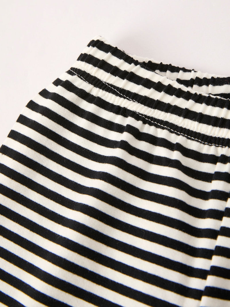 Halloween Striped Boy Set with Cat Smocking Embroidery –  Perfect for Fall - 5
