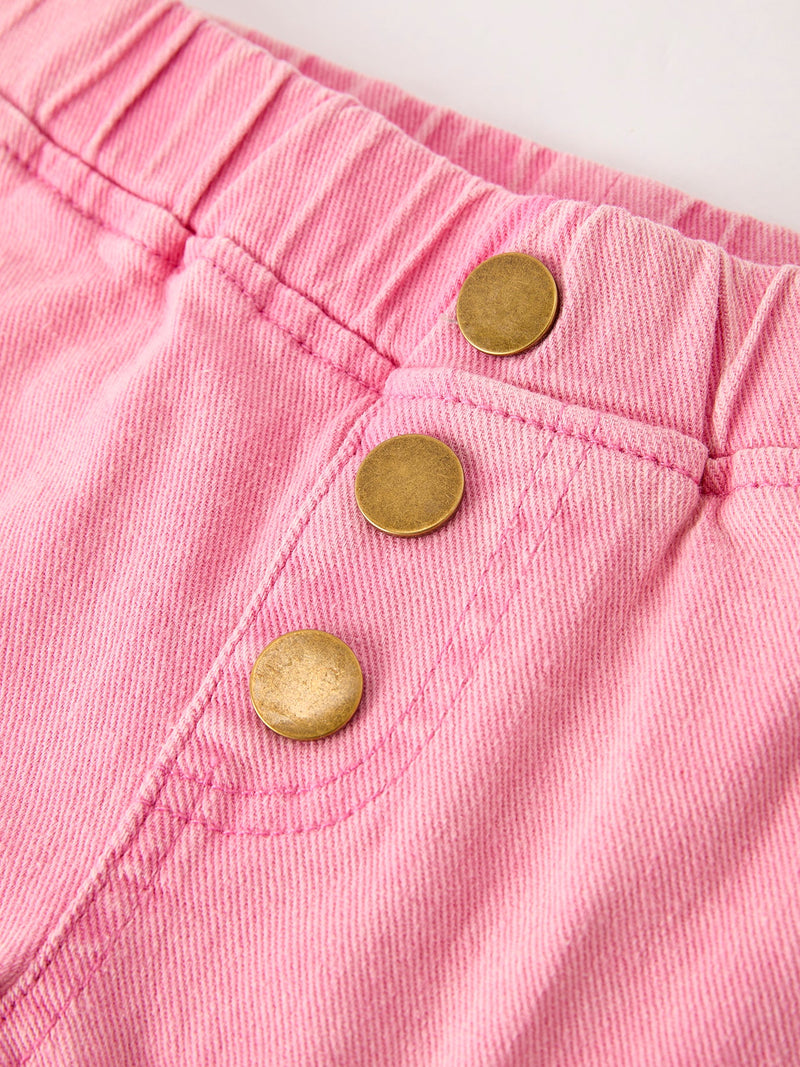 Pink Bell Bottom Jeans – Frayed Hem with Cargo Pockets - 3