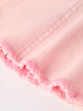 Pink Bell Bottom Jeans – Frayed Hem with Cargo Pockets - 5